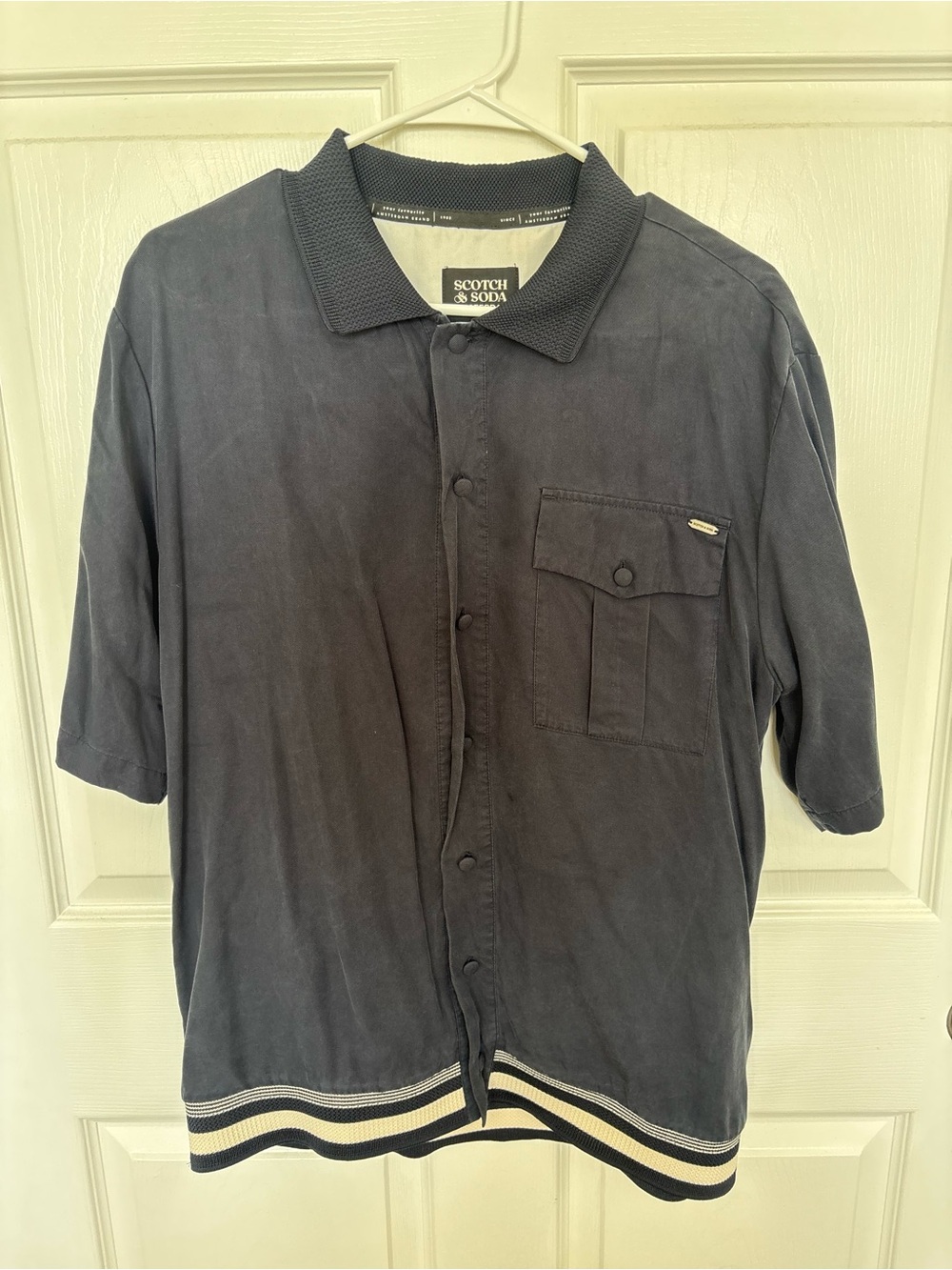 Scotch & Soda Dark Navy Short-Sleeve Button Shirt